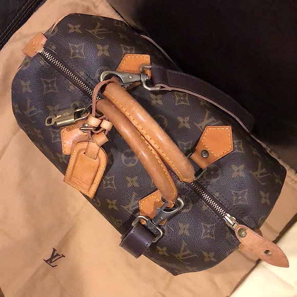 LOUIS VUITTON Speedy 30 LV Monogram Boston Duffle Travel Day Bag LV30 Dust Bag - Picture 7 of 17